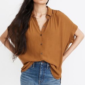 Madewell Central Drapey Shirt in Mustard/Gold